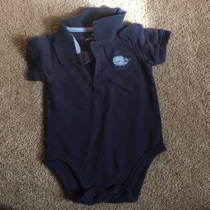 ‼️3 for $10‼️ Navy Polo Onesie with Whale 6-9m